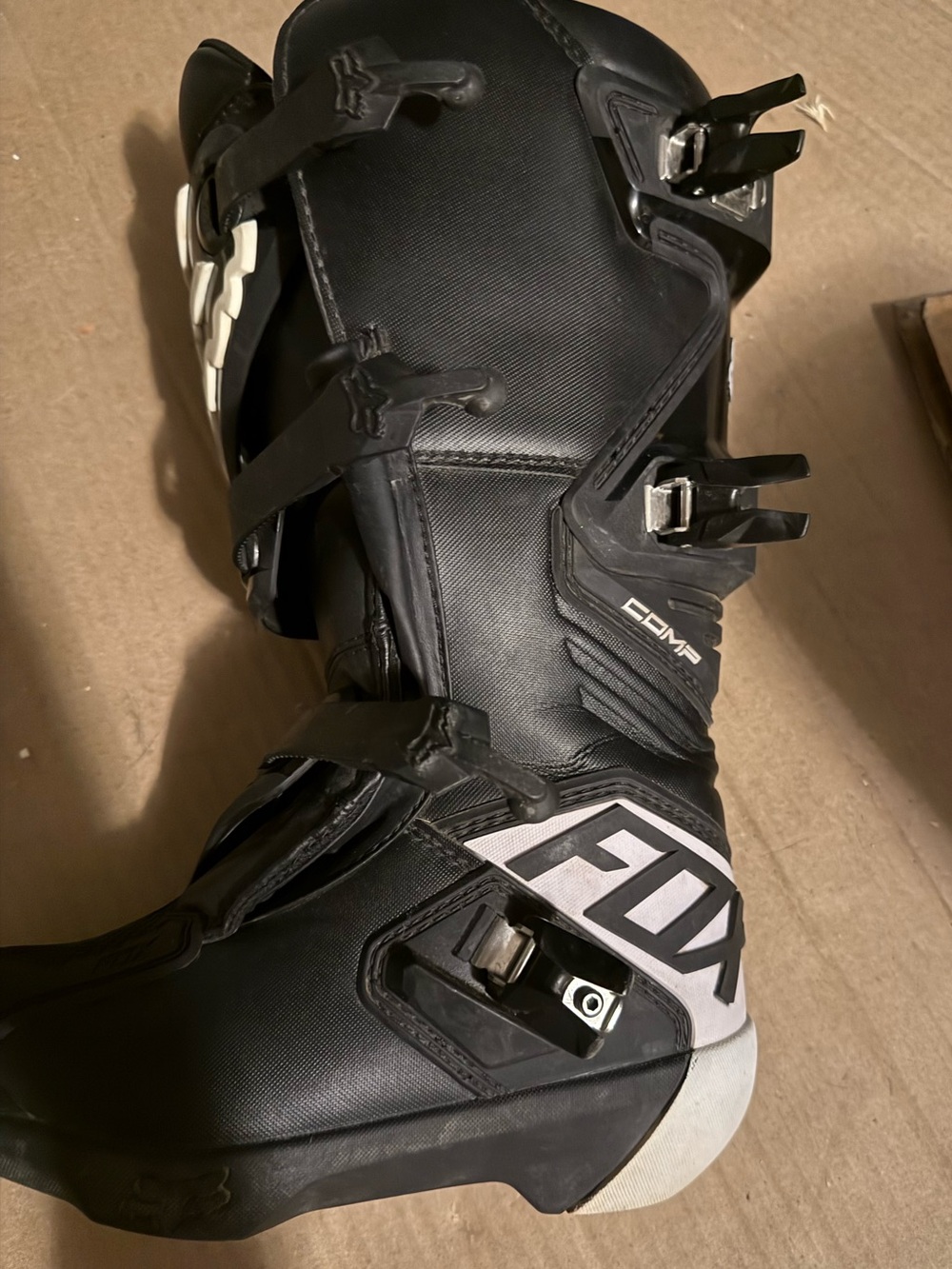 Fox Black Motocross Boots with White Logo Accent